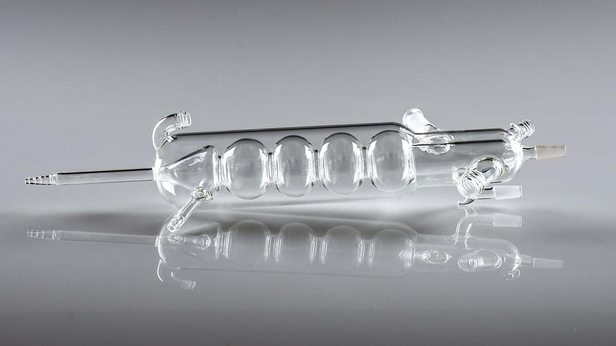 Photo of bespoke glassware made by Terri Adams, Departmental Glassblower Photo of bespoke glassware made by Terri Adams, Departmental Glassblower