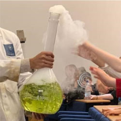 Flask with indicator and dry ice