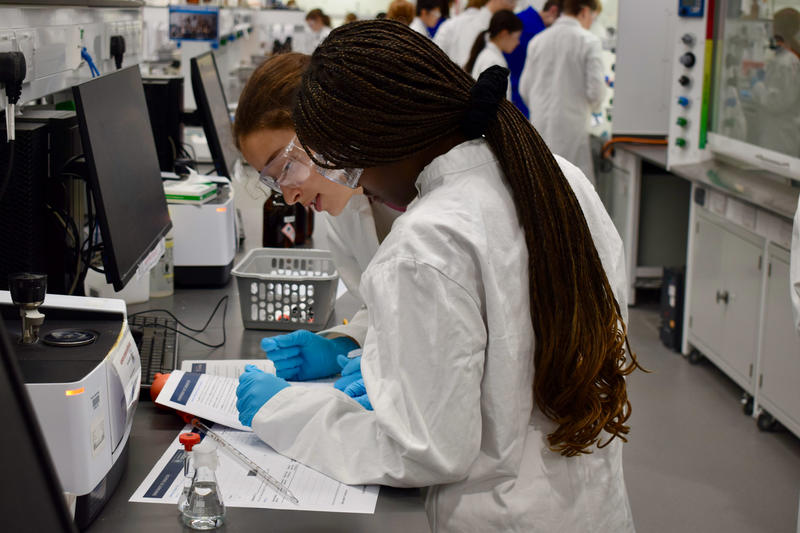 Students in the Top of the Bench regional heats working in a lab