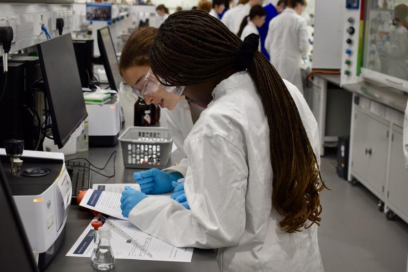 Students in the Top of the Bench regional heats working in a lab