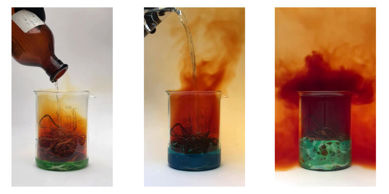 Reaction of nitric acid and metallic copper