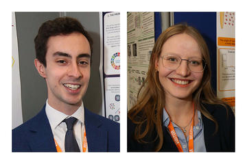 Headshot photographs of Kieran Agg and Annina Lieberherr at the STEM for BRITAIN event 2025.