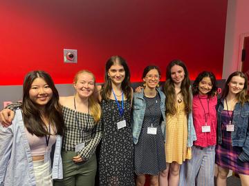The team behind PERIODically, which includes the authors of today’s article in Trends in Chemistry. Left to right: Manami Imada, Charlie Simms, Josie Sams, Sofia Olendraru, Felicity Smith, Elba Feo and Amy Berger (plus Lottie Oliver, not pictured).