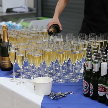 Photo of bottles of fizz prior to a celebration