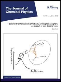 Journal of Chemical Physics cover Feb 2024, a cartoon graph of compass sensitivity vs decoherence, with a bird perched on the trace thinking about spin decoherence.